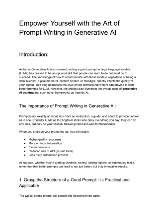 Master the Art of Prompt Writing with Generative AI