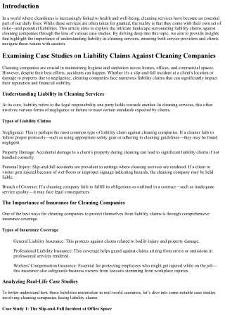 Examining Case Studies on Liability Claims Against Cleaning Companies