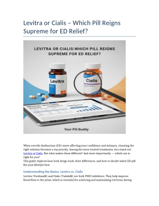 Levitra or Cialis – Which Pill Reigns Supreme for ED Relief