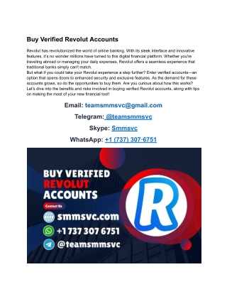 Top 6 Site Buy Verified Revolut Accounts