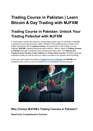 Trading Course in Pakistan _ Learn Bitcoin & Day Trading with MJFXM