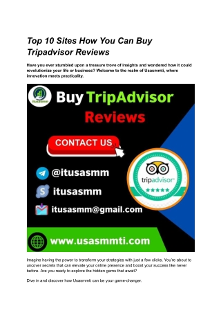 Top 10 Sites How You Can Buy Tripadvisor Reviews