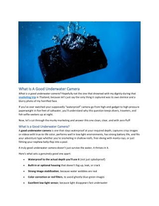 What Is A Good Underwater Camera