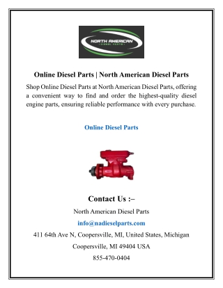 Online Diesel Parts  North American Diesel Parts