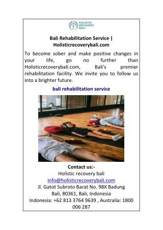 Bali Rehabilitation Service Holisticrecoverybali.com