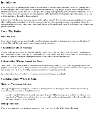 Port Techniques: When to Spin and When to Leave