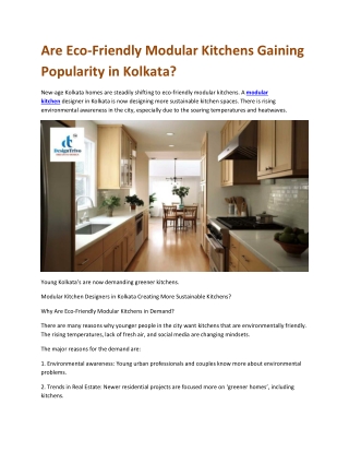 Are Eco-Friendly Modular Kitchens Gaining Popularity in Kolkata