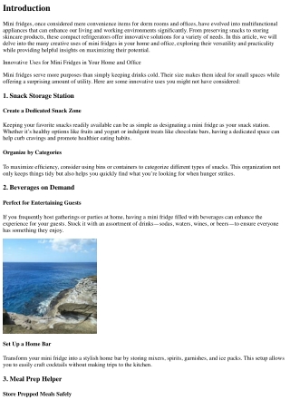 Innovative Uses for Mini Fridges in Your Home and Office