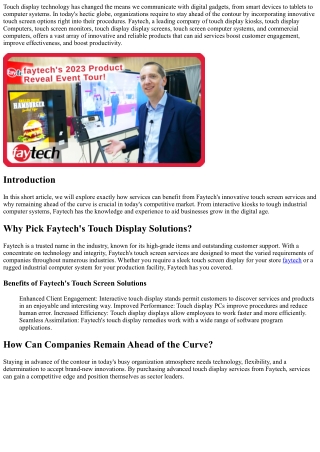 Stay Ahead of the Competition with  Cutting-Edge Touch Display Systems