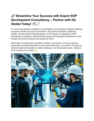 Streamline Your Success with Expert SOP Development Consultancy – Partner with ISL Global Today!