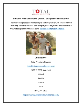 Insurance Premium Finance | Www2.totalpremiumfinance.com