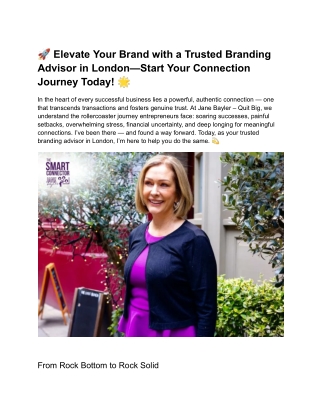 Elevate Your Brand with a Trusted Branding Advisor in London—Start Your Connection Journey Today!