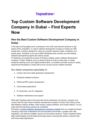 Top Custom Software Development Company in Dubai – Find Experts Now