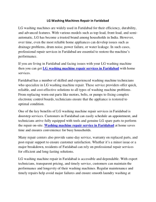 LG Washing Machines Repair in Faridabad