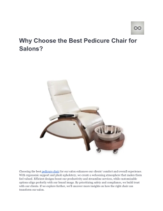 Why Choose the Best Pedicure Chair for Salons_