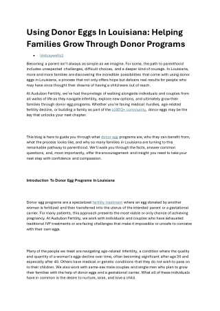 Donor Eggs In Louisiana