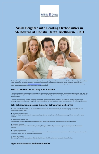 Smile Brighter with Leading Orthodontics in Melbourne at Holistic Dental Melbourne CBD