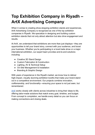 Top Exhibition Company in Riyadh – ArtX Advertising Company