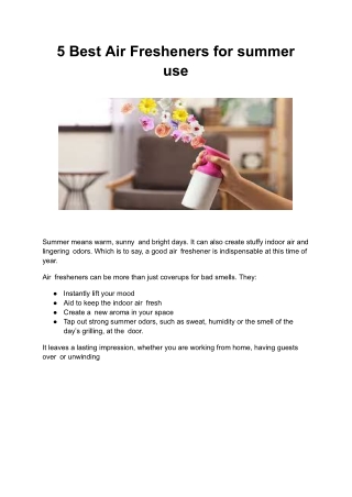5 Best Air Fresheners for summer use