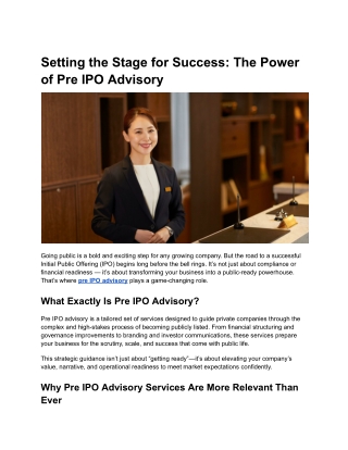 Setting the Stage for Success_ The Power of Pre IPO Advisory