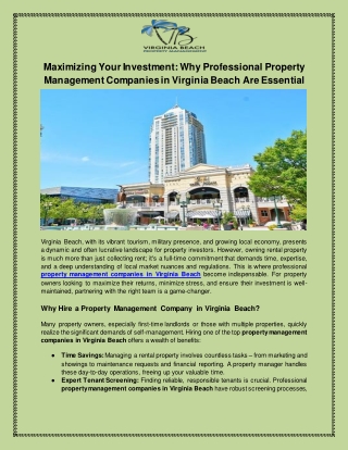 Find Reliable Property Management Companies in Virginia Beach