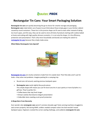 Rectangular Tin Cans Manufacturer in USA - Autecpack