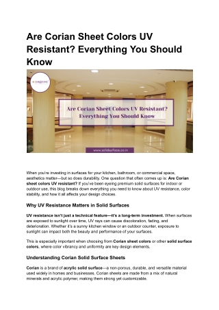 Are Corian Sheet Colors UV Resistant Everything You Should Know