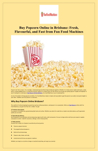 Buy Popcorn Online in Brisbane Fresh Flavourful and Fast from Fun Food Machines
