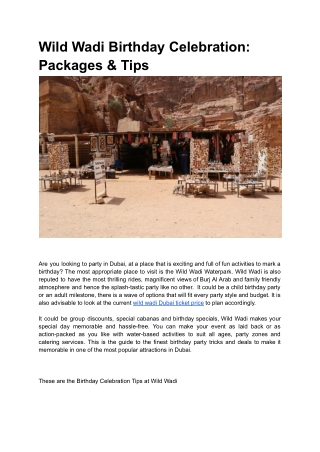 Wild Wadi Birthday Celebration_ Packages & Tips
