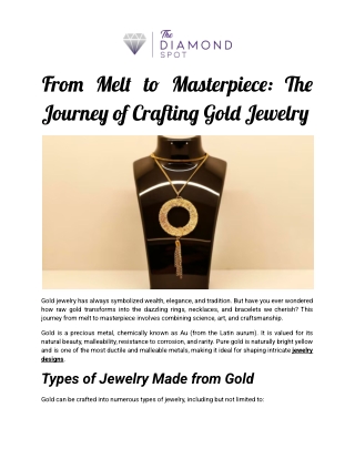 From Melt to Masterpiece: The Journey of Crafting Gold Jewelry
