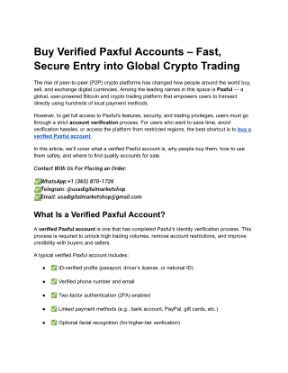 Buy Verified Paxful Accounts – Fast, Secure Entry into Global Crypto Trading