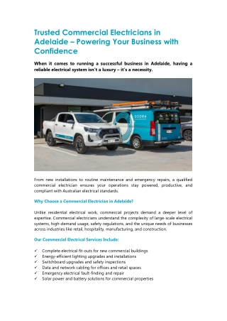 Trusted Commercial Electricians in Adelaide