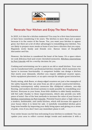 Renovate Your Kitchen and Enjoy The New Features