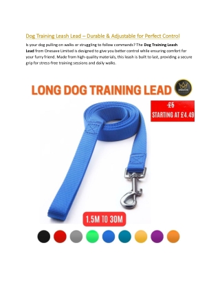 Dog Training Leash Lead – Durable & Adjustable for Perfect Control