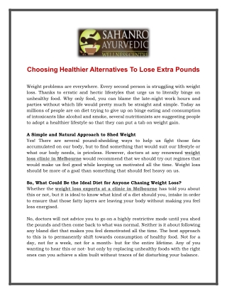 Choosing Healthier Alternatives To Lose Extra Pounds