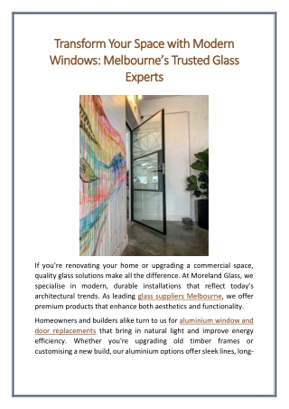 Transform Your Space with Modern Windows Melbourne’s Trusted Glass Experts