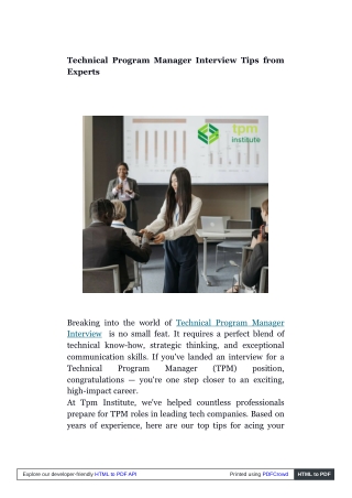 Technical Program Manager Interview