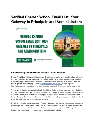 Verified Charter School Email List_ Your Gateway to Principals and Administrators