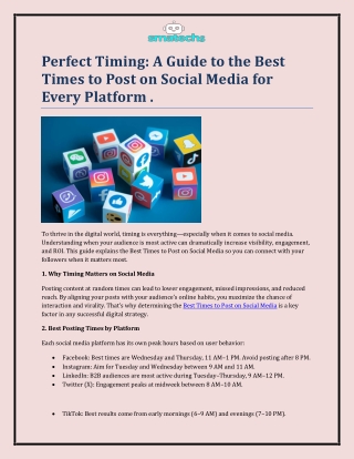 Perfect Timing  A Guide to the Best Times to Post on Social Media for Every Platform .