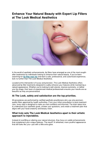 Restore Youthful Volume with Juvederm at The Look Medical Aesthetics
