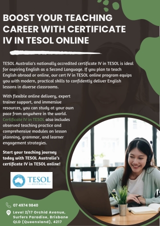 Boost Your Teaching Career with Certificate IV in TESOL Online