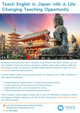 Teach English in Japan with A Life-Changing Teaching Opportunity