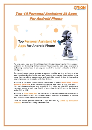 Top 10 Personal Assistant AI Apps For Android Phone