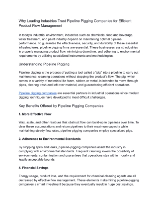 Top Pipeline Pigging Companies | Experts in Pipeline Cleaning