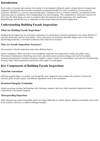 Ensuring Safety from Above: The Essential Guide to Building Facade Inspections