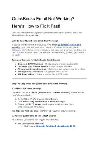Fix Problem emailing invoices and statements through QuickBooks
