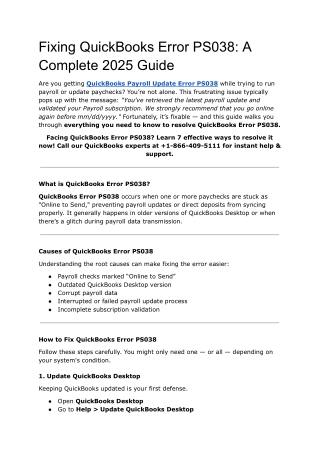QuickBooks Desktop Error ps038 - Payroll Error How to fix