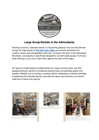 Large Group Rentals in the Adirondacks