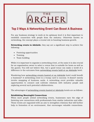 Top 3 Ways A Networking Event Can Boost A Business