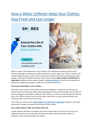 How a Water Softener Helps Your Clothes Stay Fresh and Last Longer